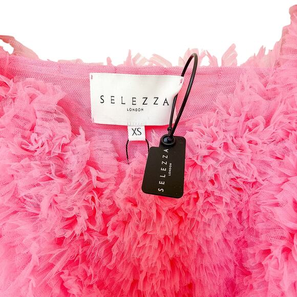 Selezza London Tulle Mini Dress Pink Blossom Dress XS Statement Party Designer - Picture 2 of 9